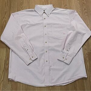 Ariat Pro Series Mens Long Sleeve Shirt XL Pink Striped Performance Western